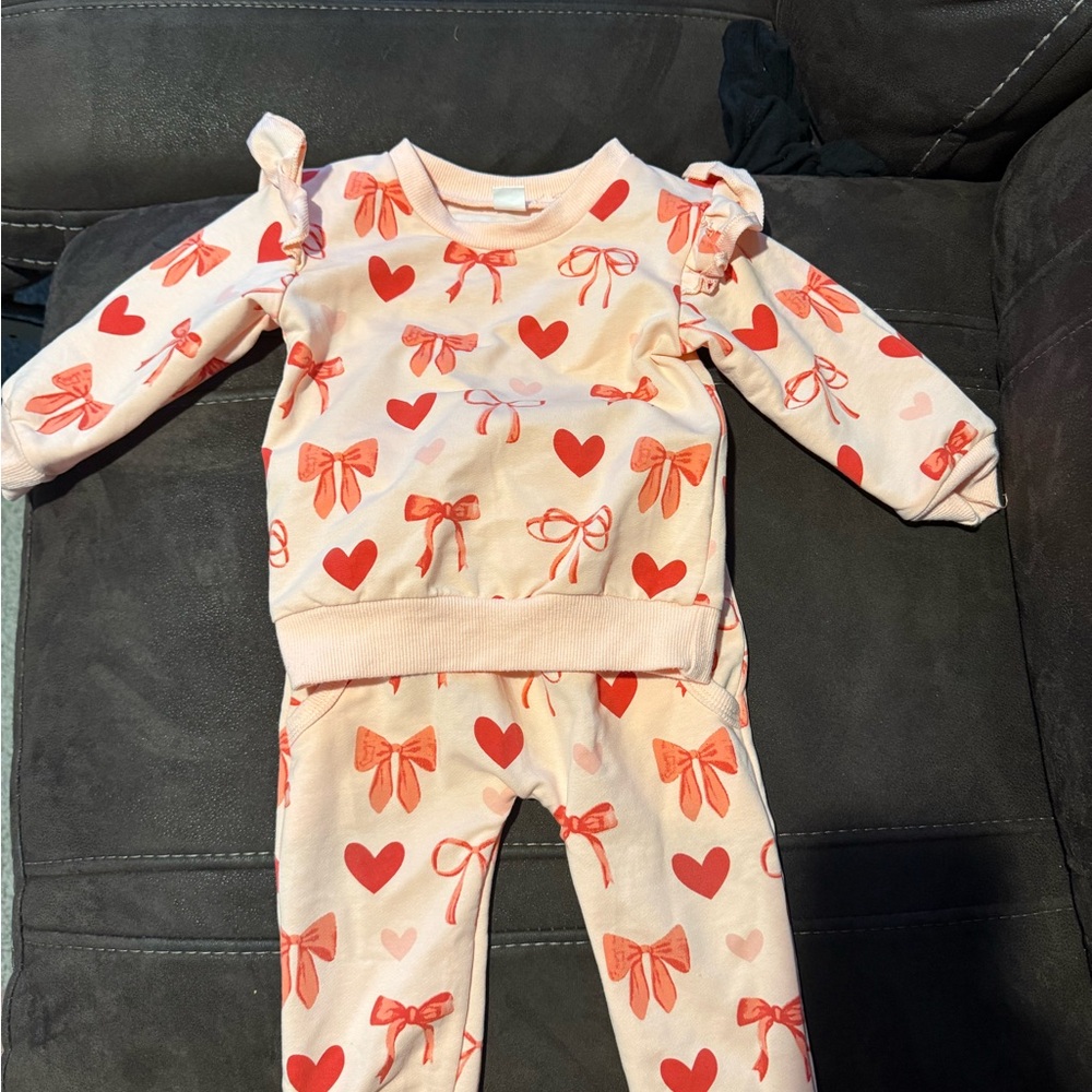 Pink Heart and Bow Baby Outfit